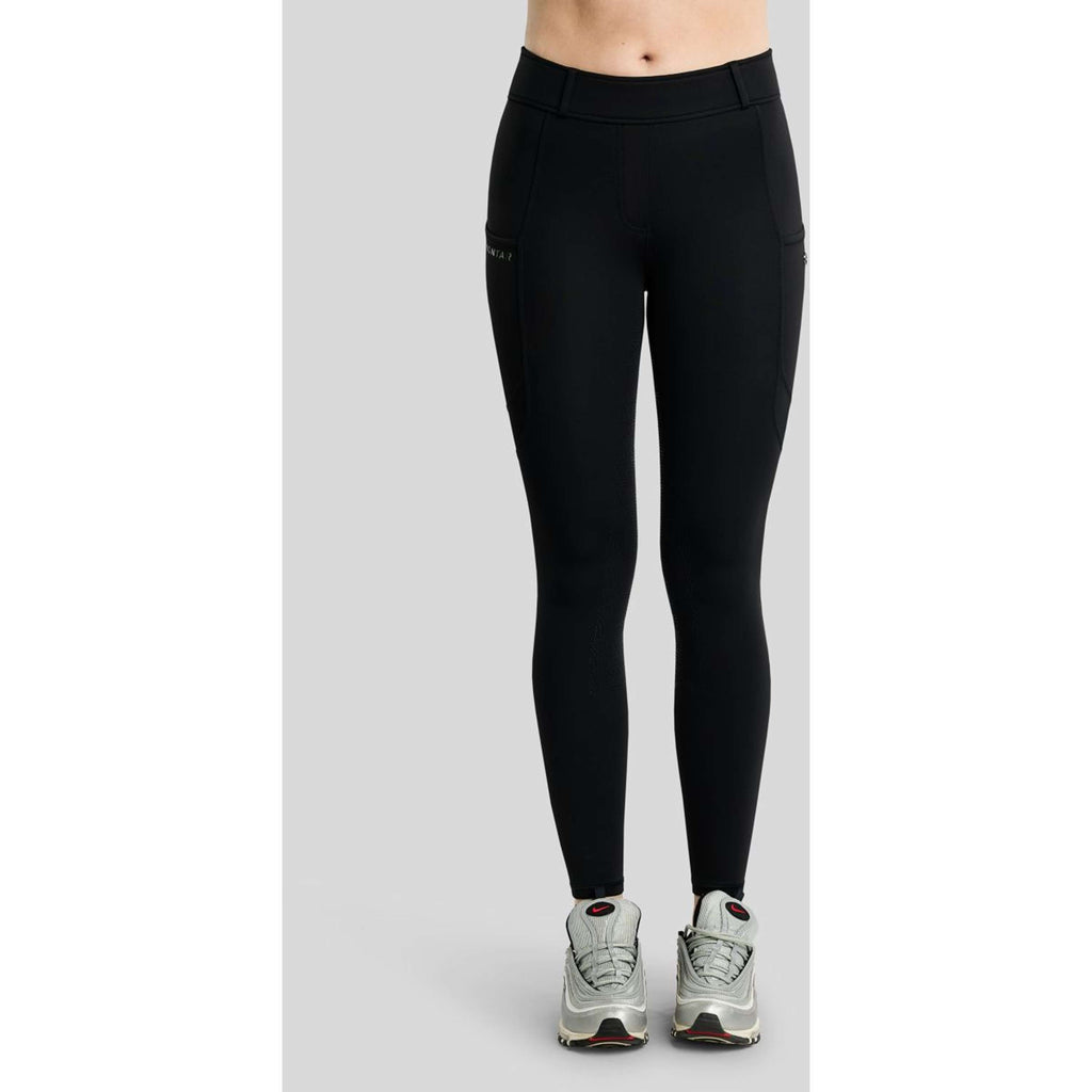 Montar Leggings da equitazione termici MoAddie Hybrid Gun Metal Logo Full Grip Nero