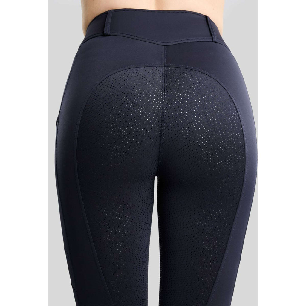 Montar Leggings da equitazione termici MoAddie Hybrid Gun Metal Logo Full Grip Navy