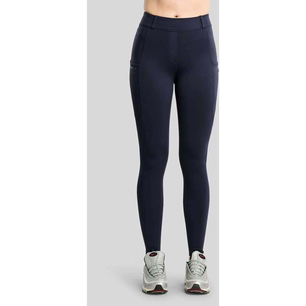 Montar Leggings da equitazione termici MoAddie Hybrid Gun Metal Logo Full Grip Navy