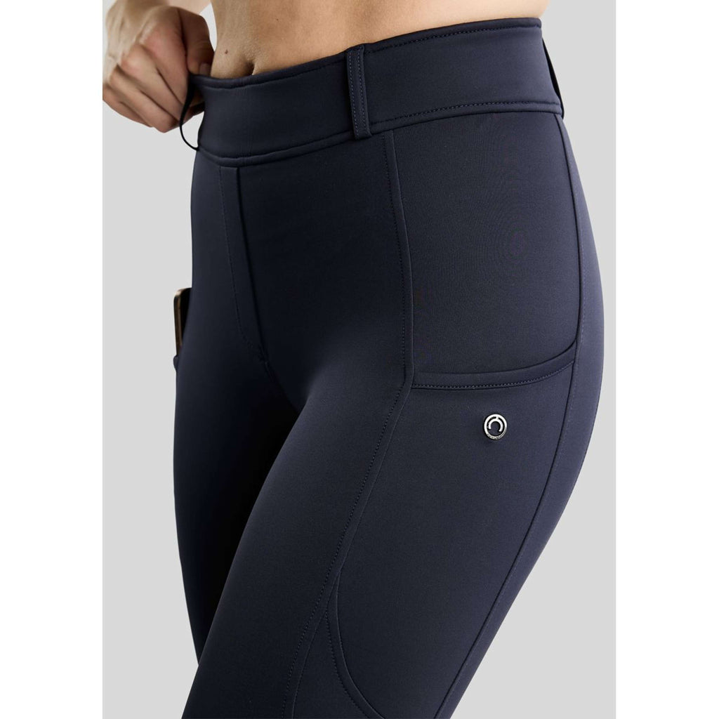 Montar Leggings da equitazione termici MoAddie Hybrid Gun Metal Logo Full Grip Navy