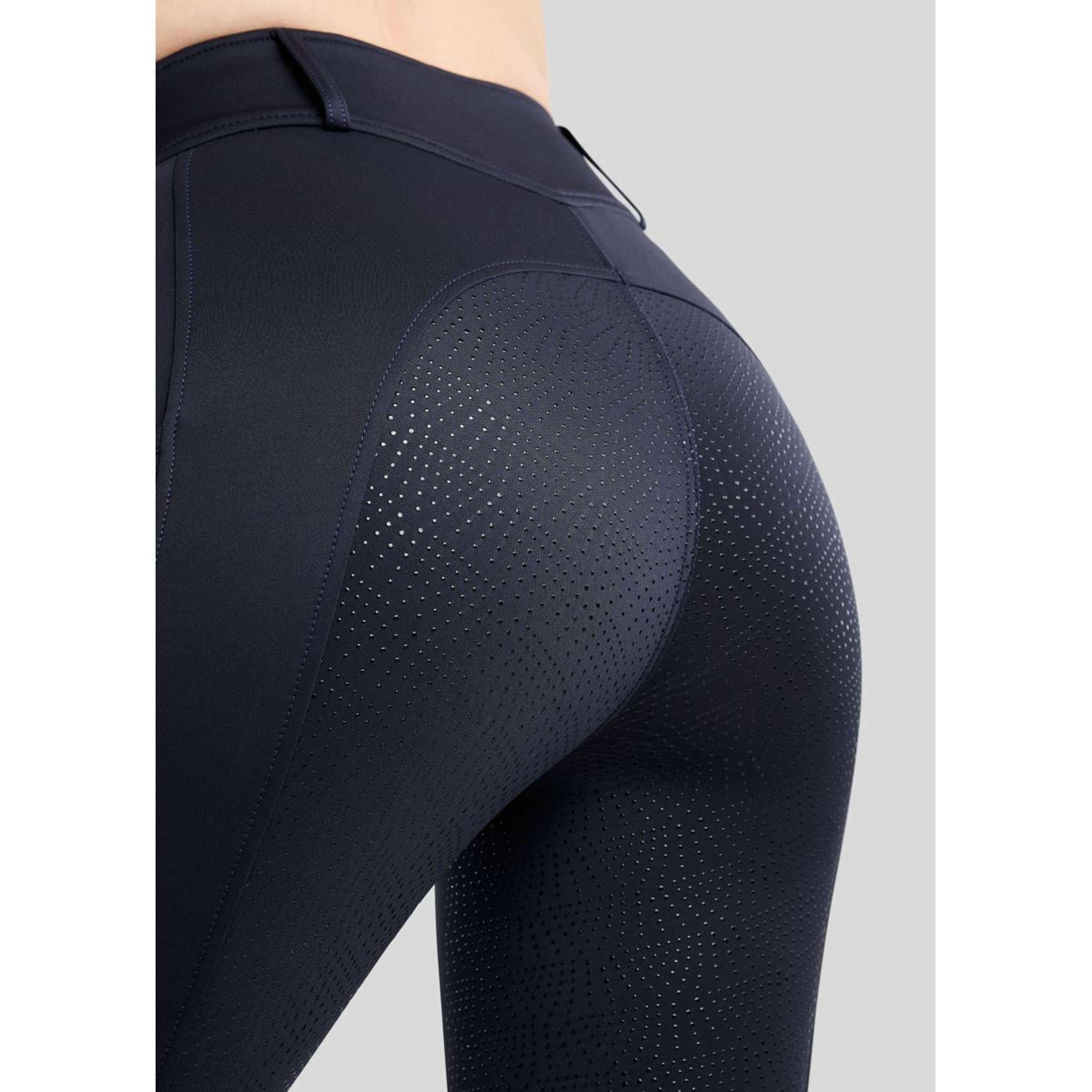 Montar Leggings da equitazione termici MoAddie Hybrid Gun Metal Logo Full Grip Navy