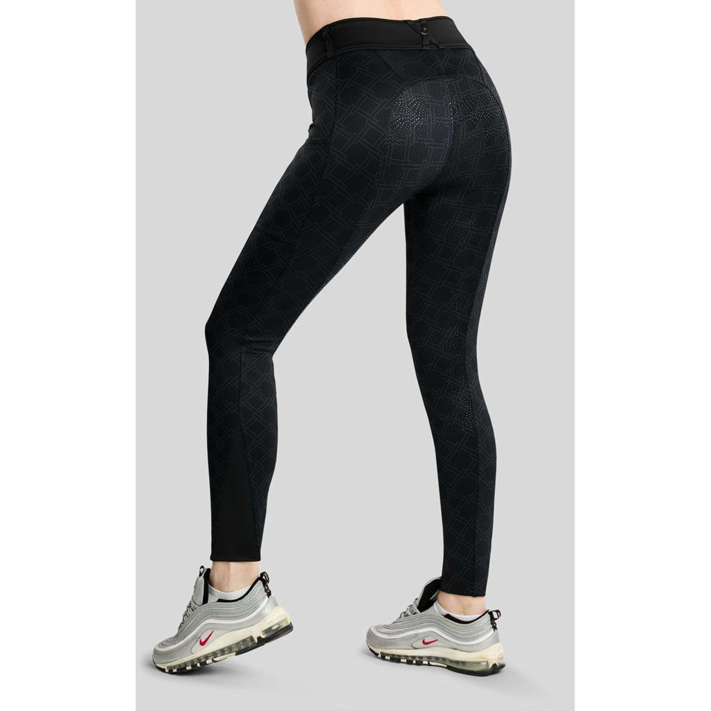 Montar Leggings da equitazione termici MoLeia Lumber Check All Over Printed Full Grip Nero