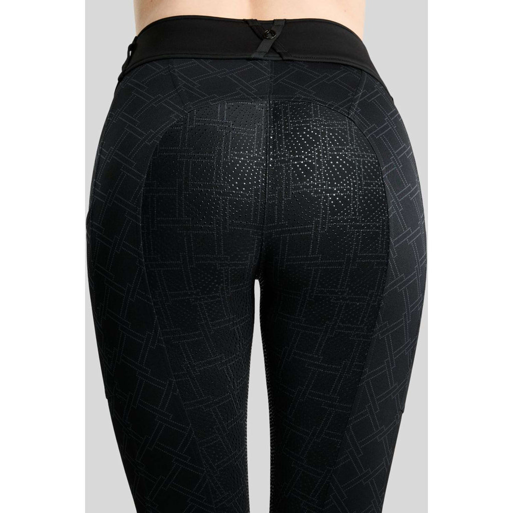 Montar Leggings da equitazione termici MoLeia Lumber Check All Over Printed Full Grip Nero