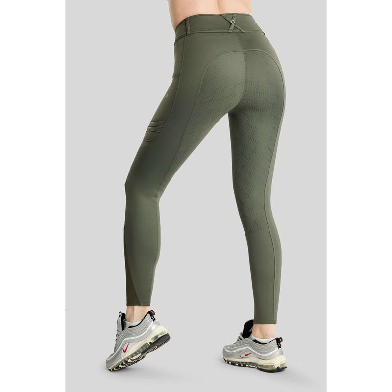 Montar Leggings da Equitazione MoWilma Hybrid Pintucks Golden Quartz Crystals Full Grip Forest Green