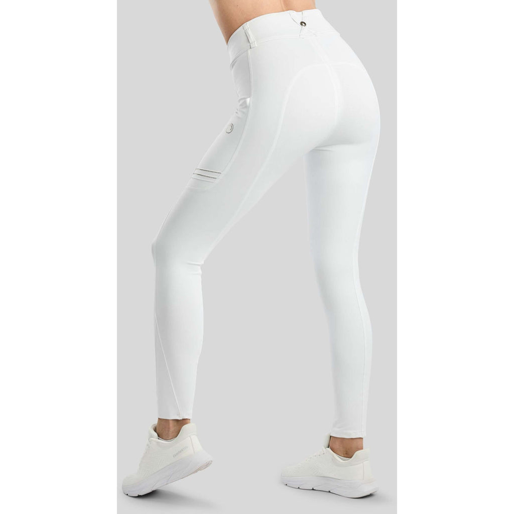 Montar Leggings da Equitazione MoWilma Hybrid Pintucks Golden Quartz Crystals Full Grip Bianco