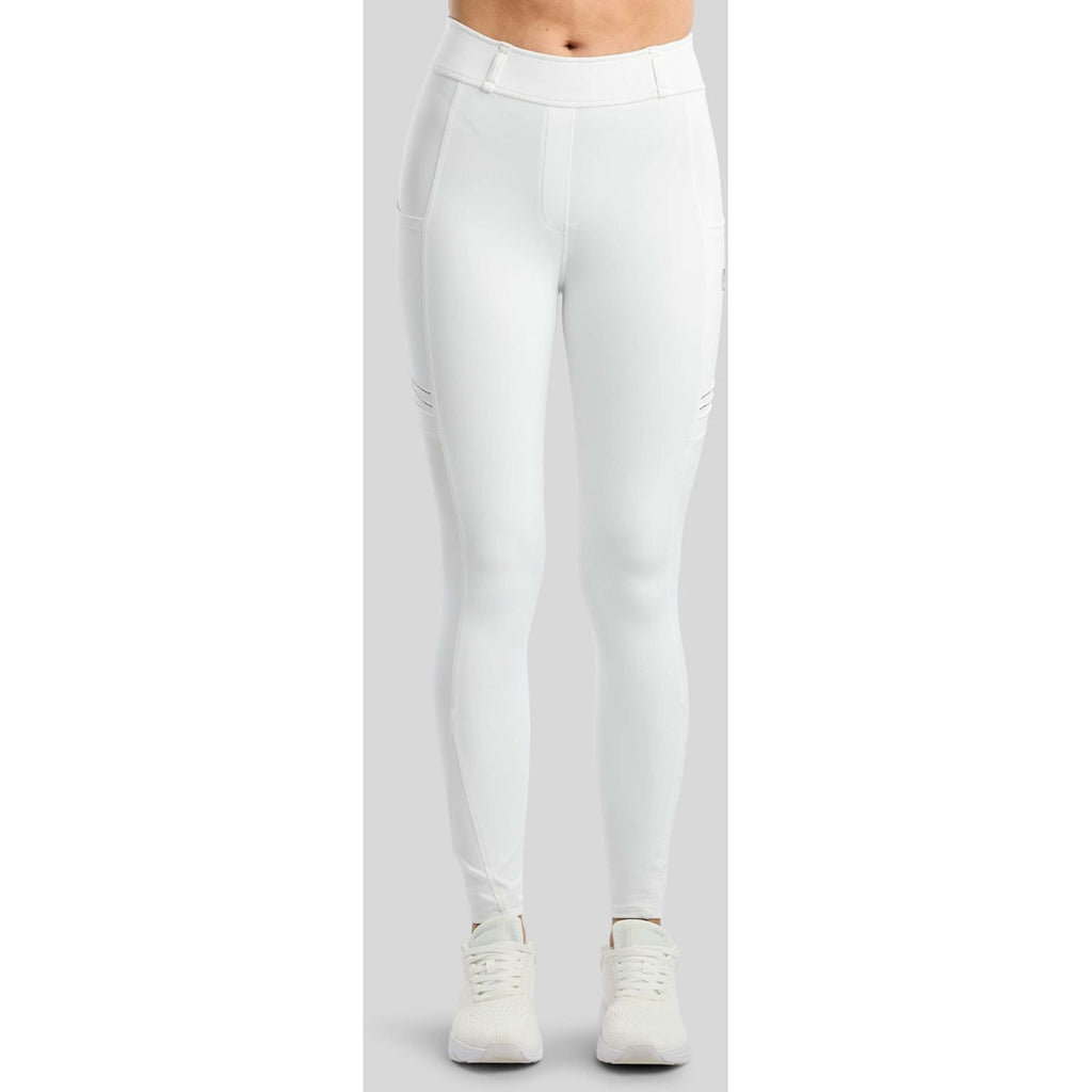 Montar Leggings da Equitazione MoWilma Hybrid Pintucks Golden Quartz Crystals Full Grip Bianco