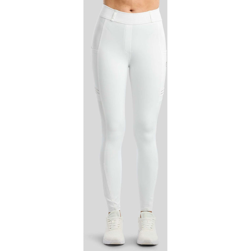 Montar Leggings da Equitazione MoWilma Hybrid Pintucks Golden Quartz Crystals Full Grip Bianco
