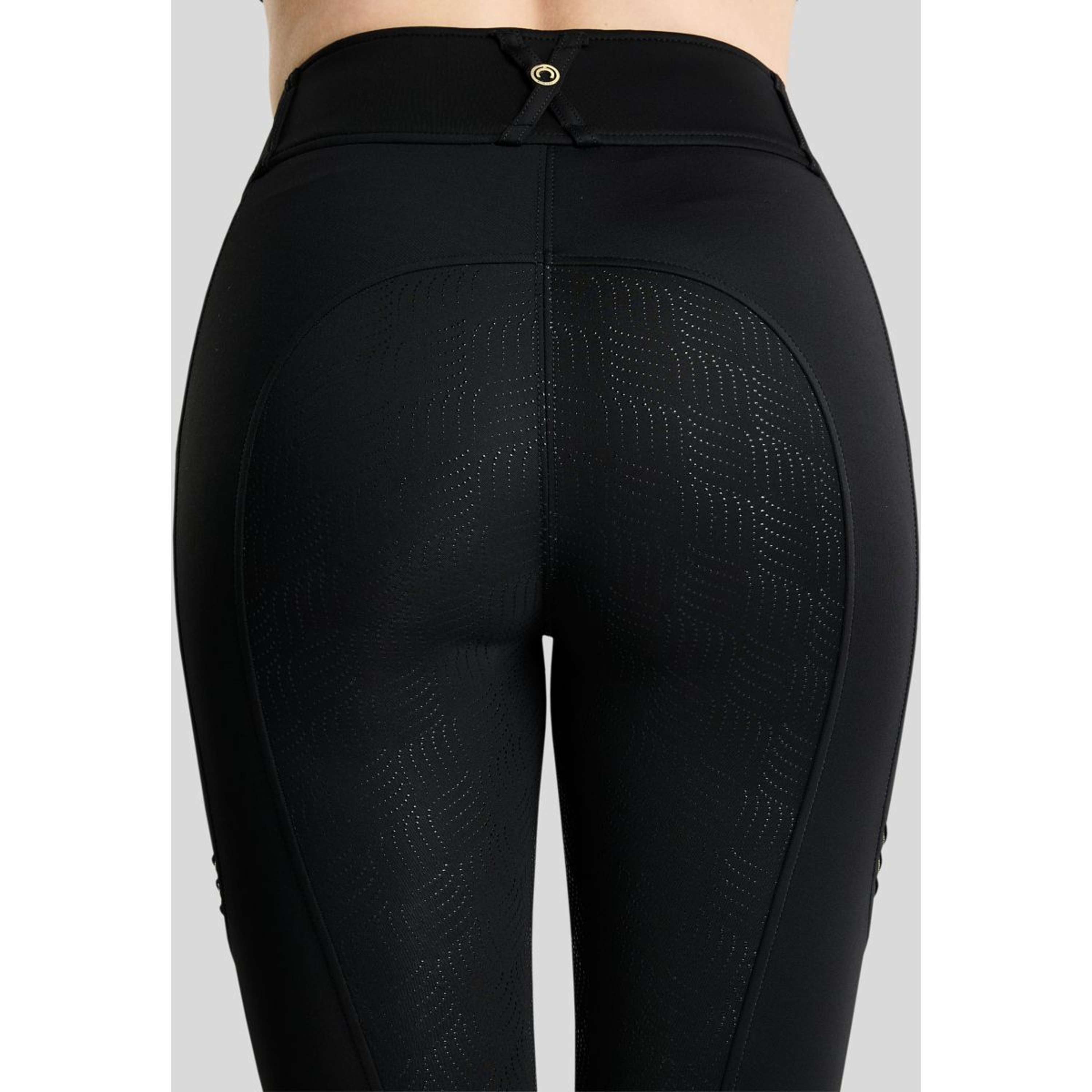 Montar Leggings da Equitazione MoWilma Hybrid Pintucks Golden Quartz Crystals Full Grip Nero