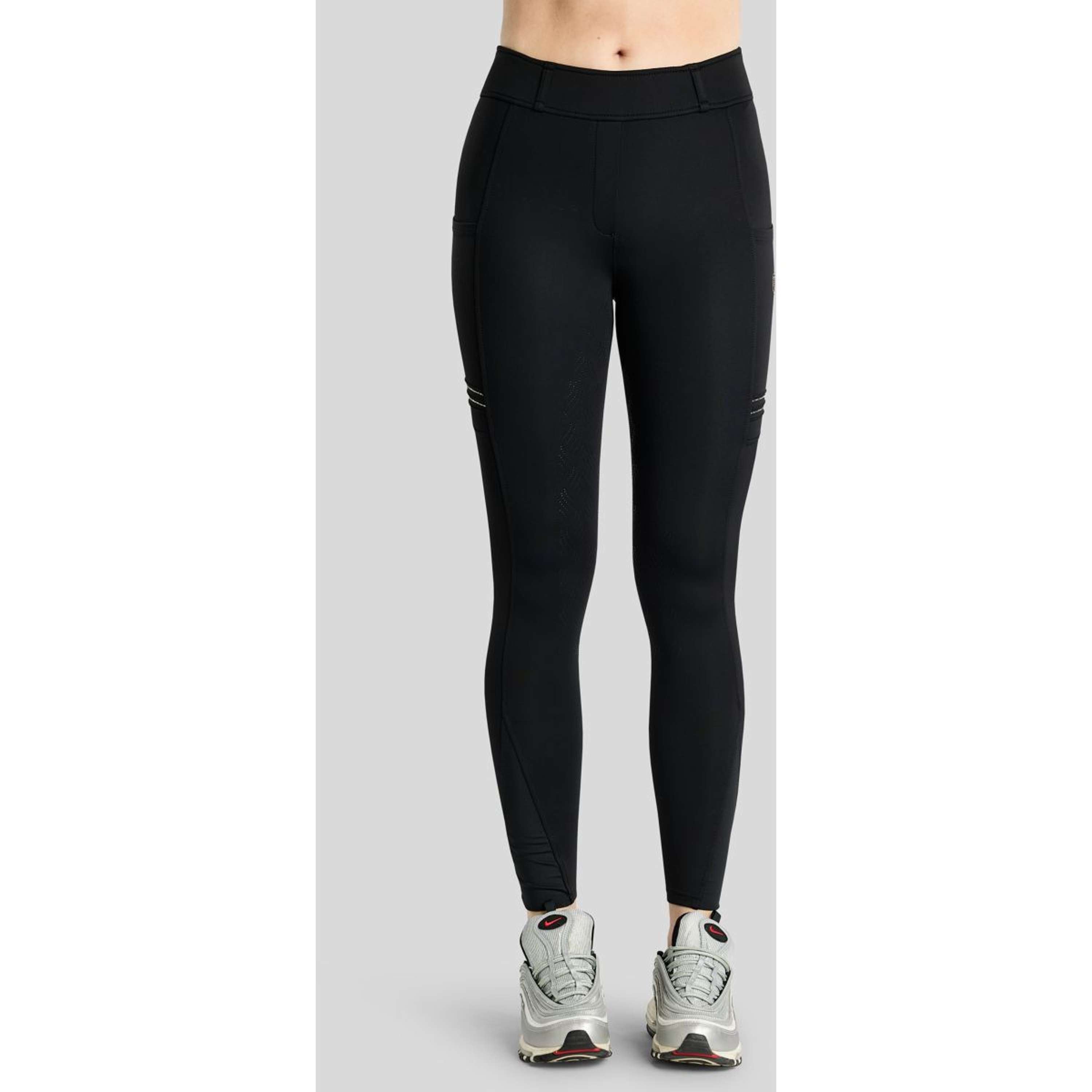 Montar Leggings da Equitazione MoWilma Hybrid Pintucks Golden Quartz Crystals Full Grip Nero