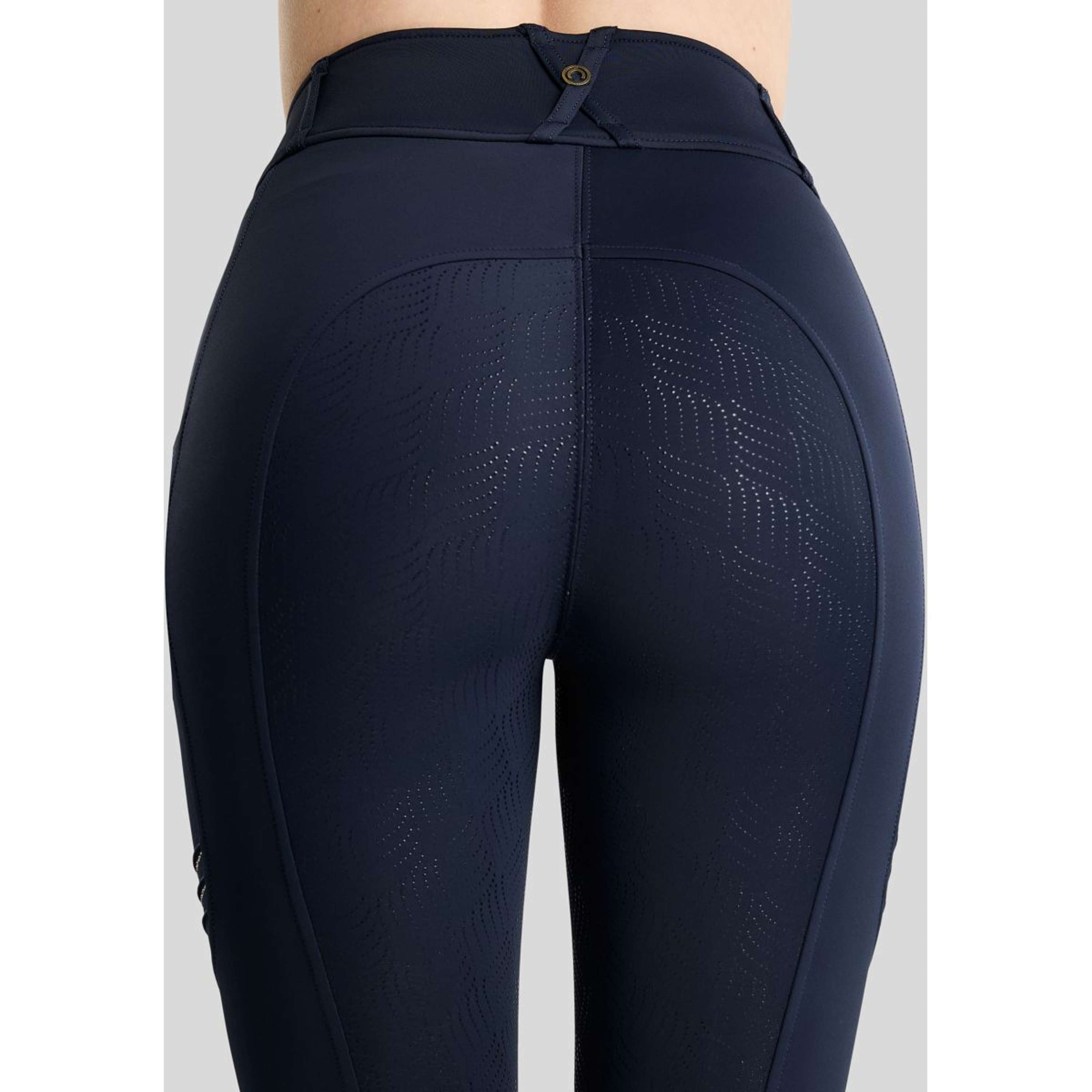 Montar Leggings da Equitazione MoWilma Hybrid Pintucks Golden Quartz Crystals Full Grip Navy