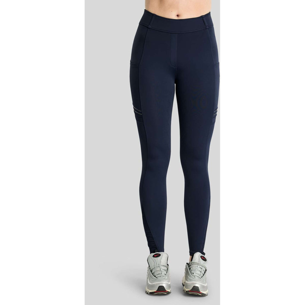 Montar Leggings da Equitazione MoWilma Hybrid Pintucks Golden Quartz Crystals Full Grip Navy