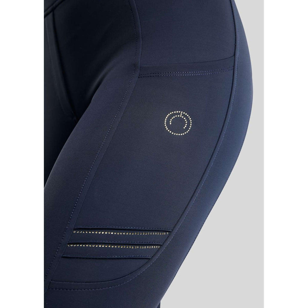Montar Leggings da Equitazione MoWilma Hybrid Pintucks Golden Quartz Crystals Full Grip Navy