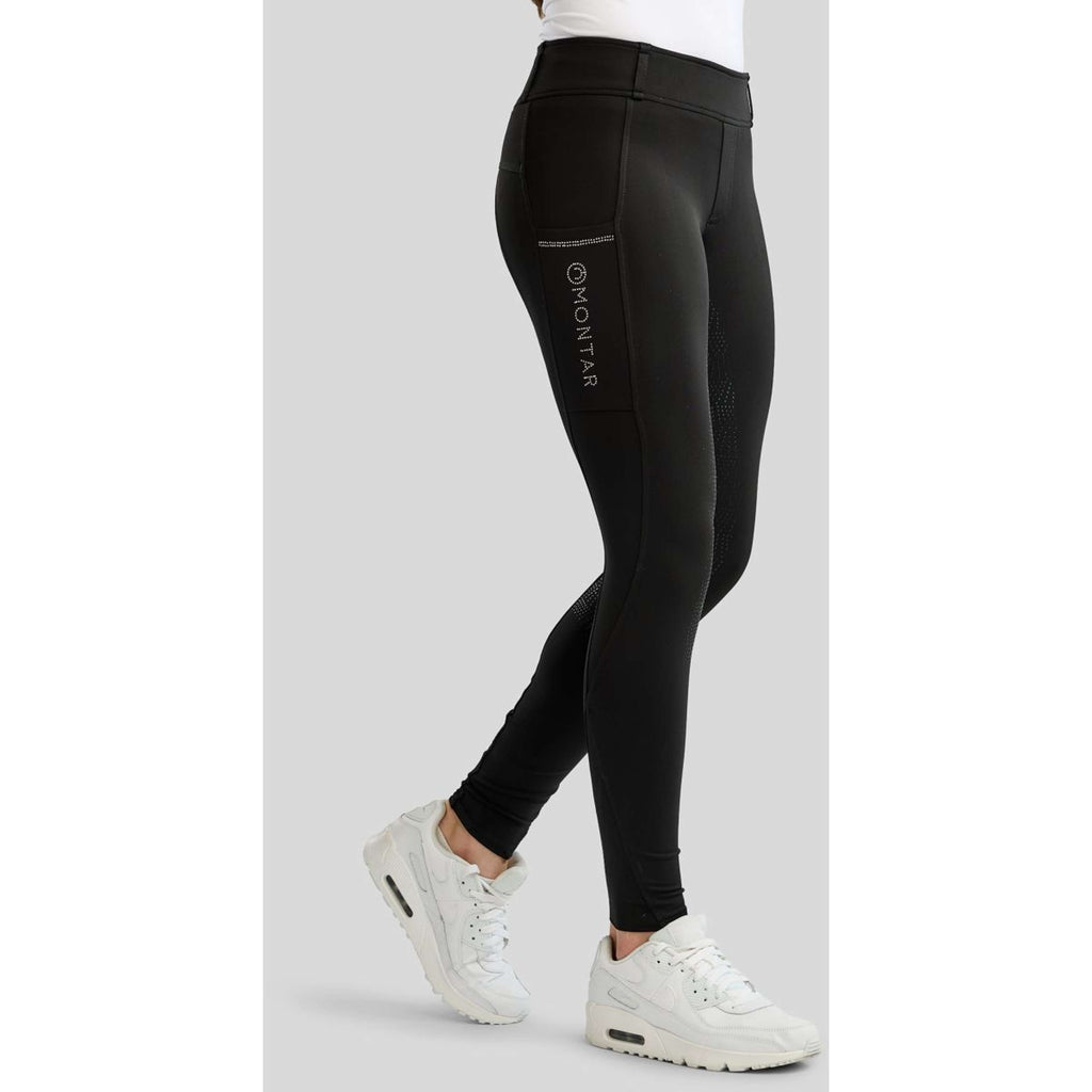 Montar Leggings da Equitazione MoEverline Hybrid Golden Quartz Crystals Kids Full Grip Nero