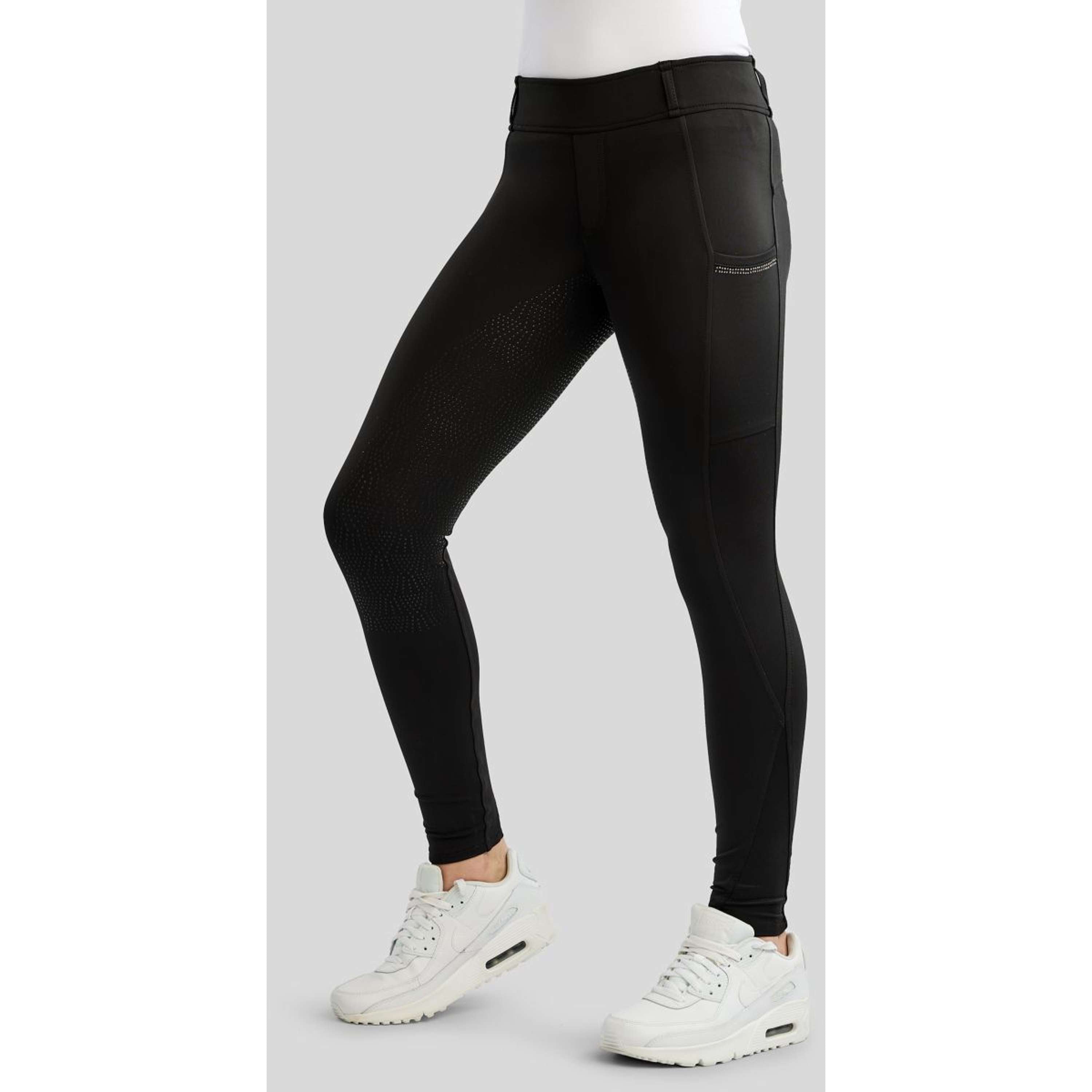 Montar Leggings da Equitazione MoEverline Hybrid Golden Quartz Crystals Kids Full Grip Nero