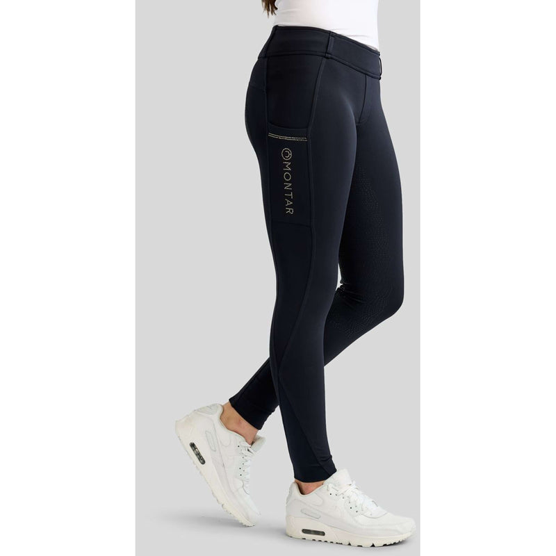 Montar Leggings da Equitazione MoEverline Hybrid Golden Quartz Crystals Kids Full Grip Navy