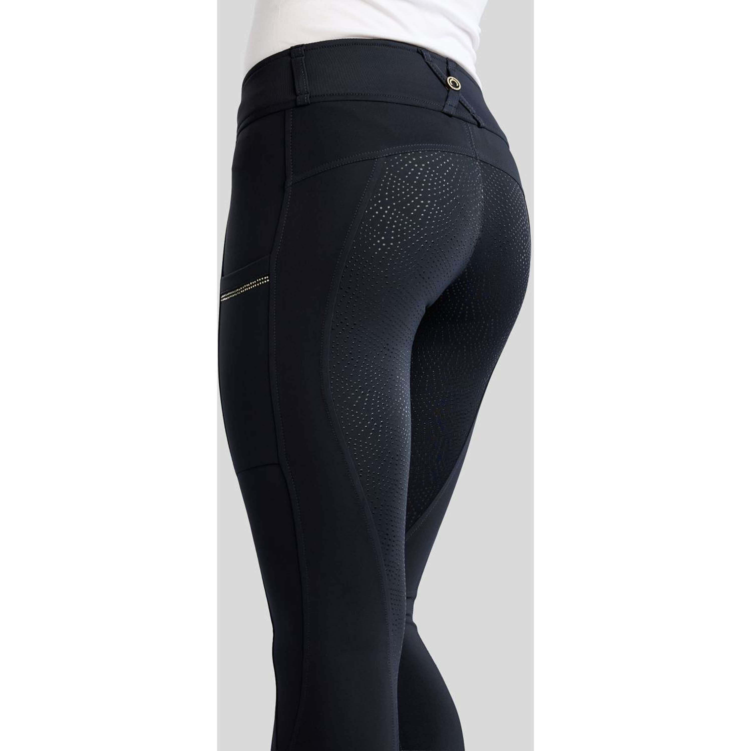 Montar Leggings da Equitazione MoEverline Hybrid Golden Quartz Crystals Kids Full Grip Navy