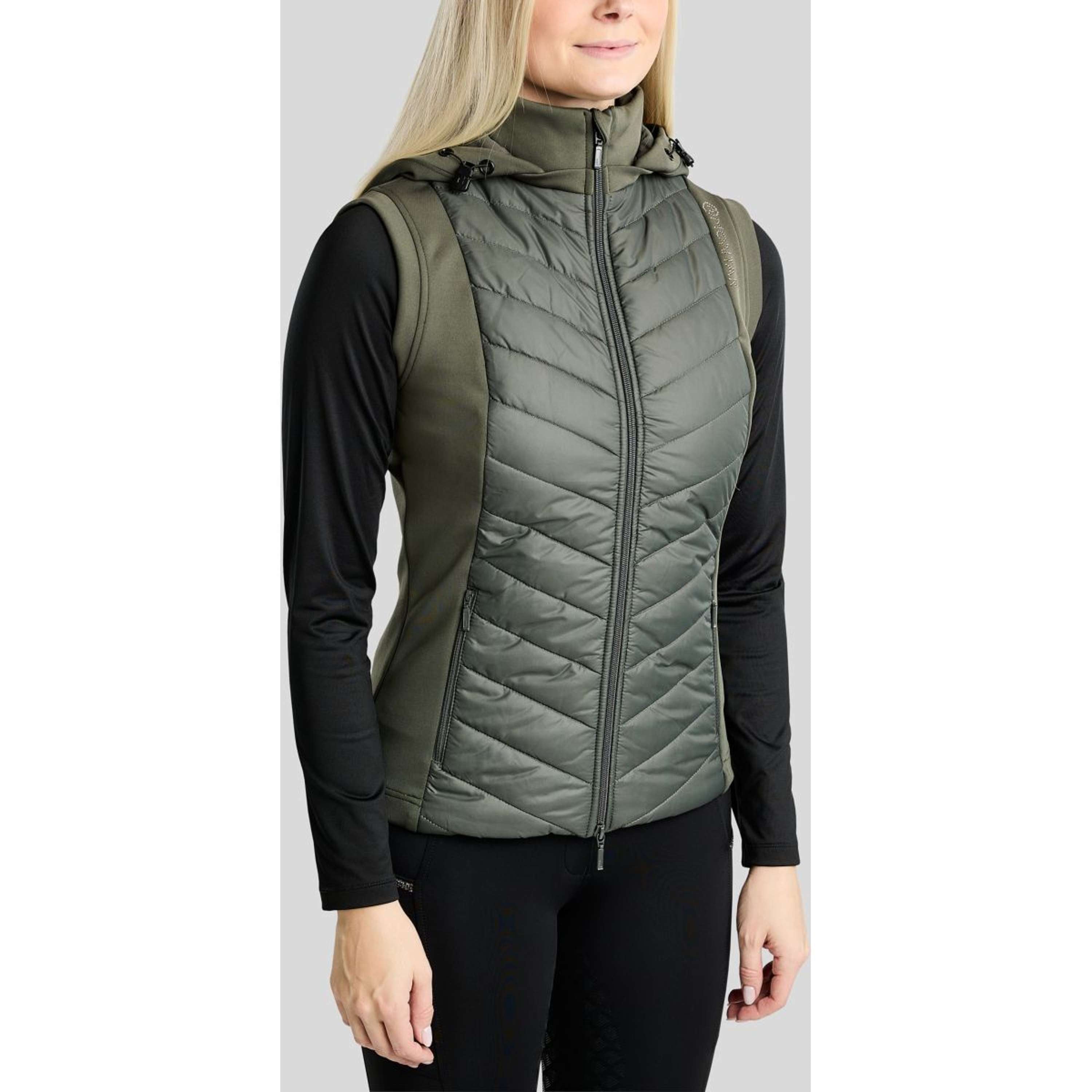 Montar Gilet MoEverline Hybrid Detachable Hood Golden Quartz Crystals Forest Green