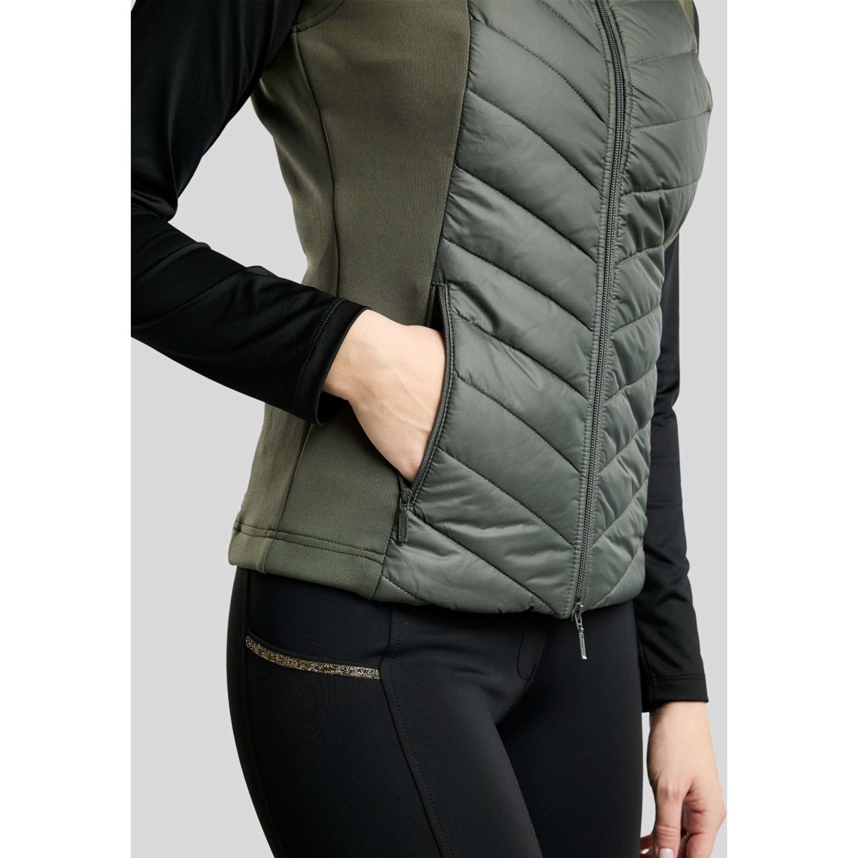 Montar Gilet MoEverline Hybrid Detachable Hood Golden Quartz Crystals Forest Green