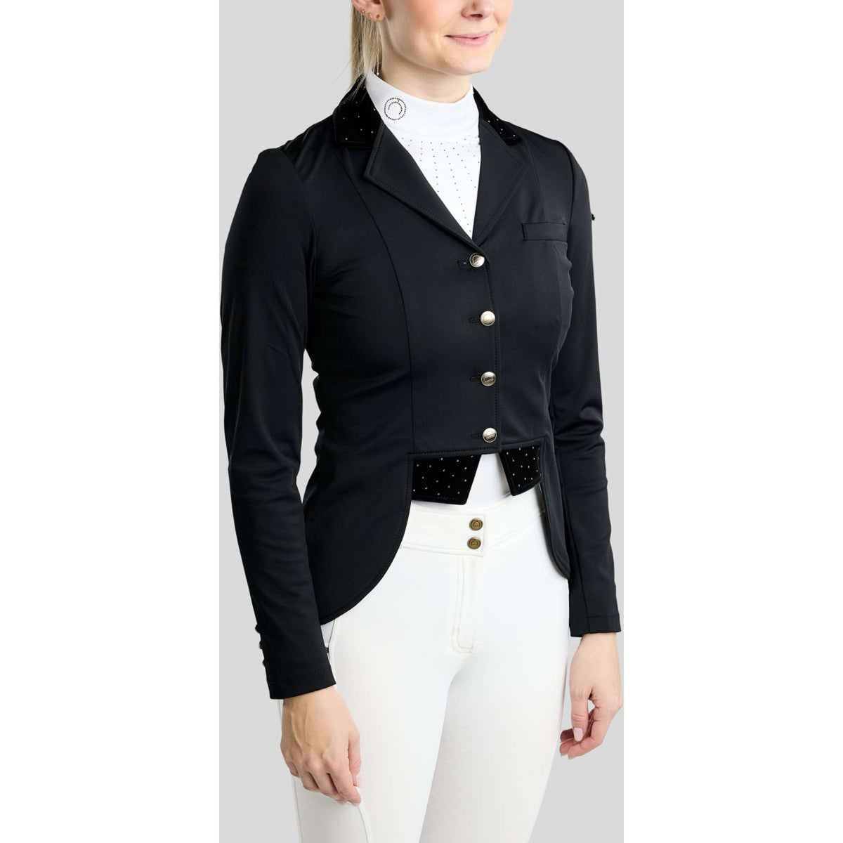 Montar Giacca da Competizione MoValerie Short Velvet Details Golden Quartz Crystals Nero
