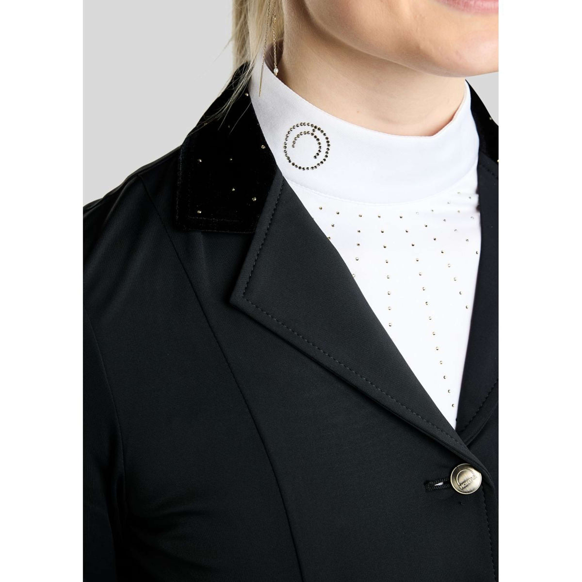 Montar Giacca da Competizione MoValerie Short Velvet Details Golden Quartz Crystals Nero