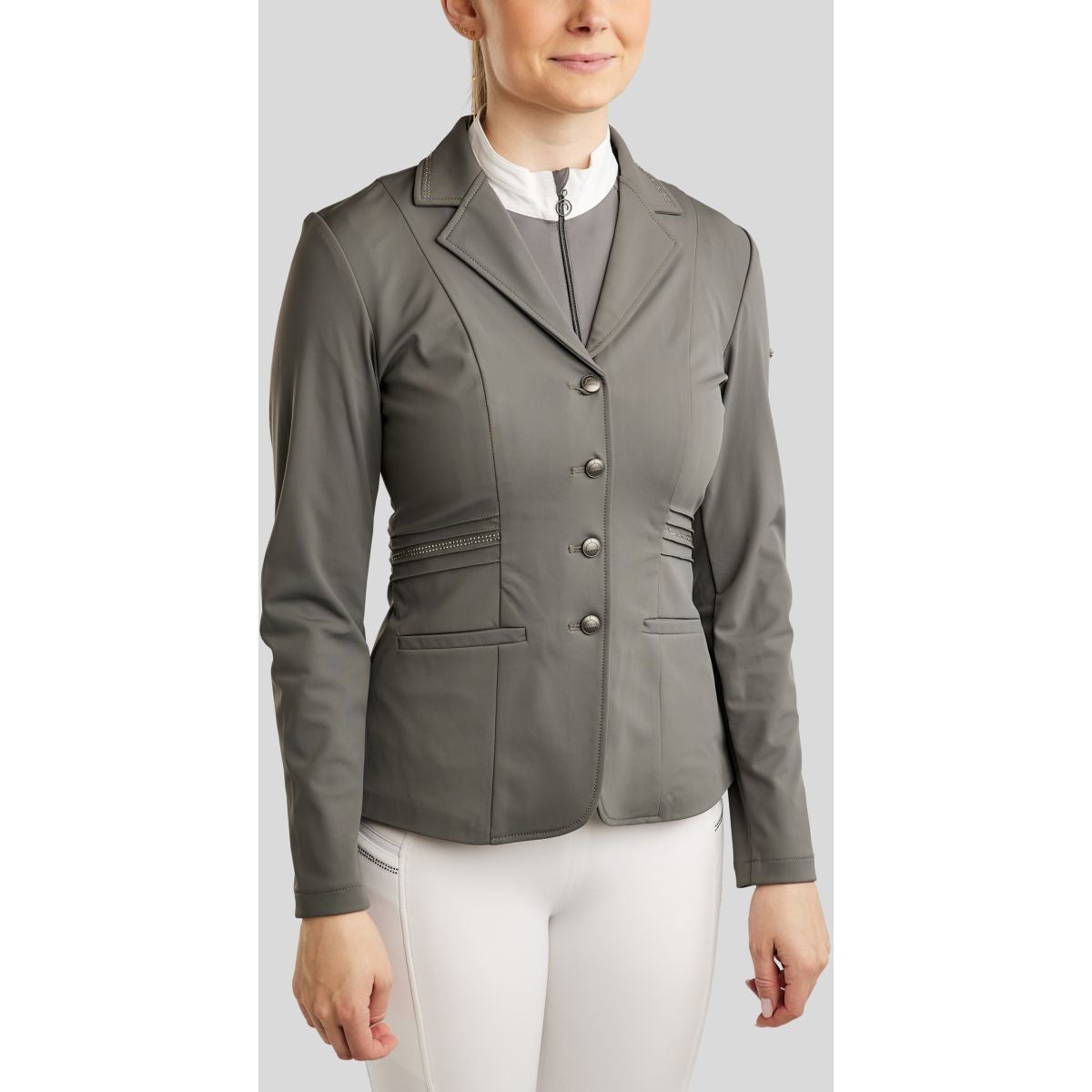 Montar Giacca da Competizione MoPearl Pintucks Gun Metal Crystals Grigio