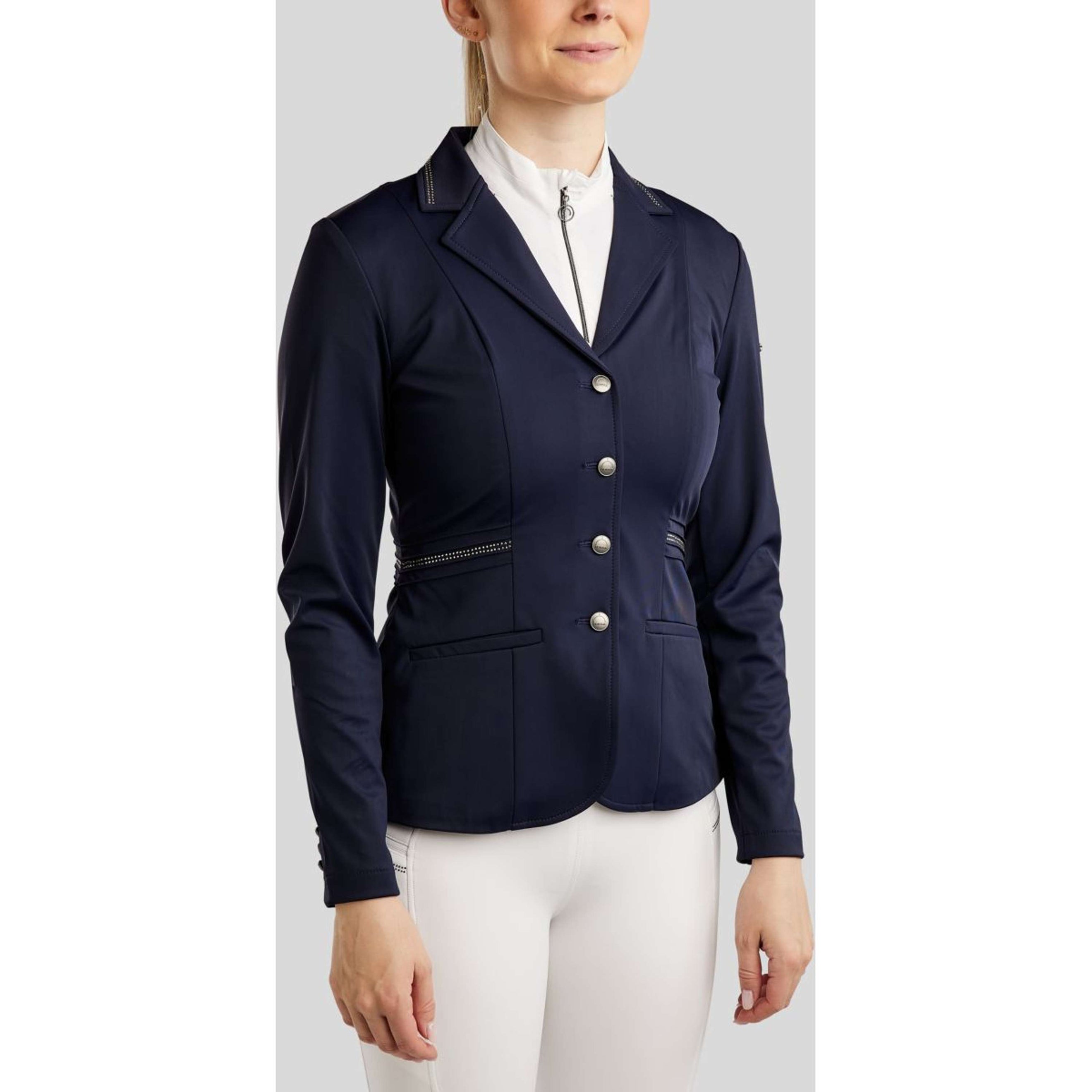 Montar Giacca da Competizione MoPearl Pintucks Gun Metal Crystals Navy