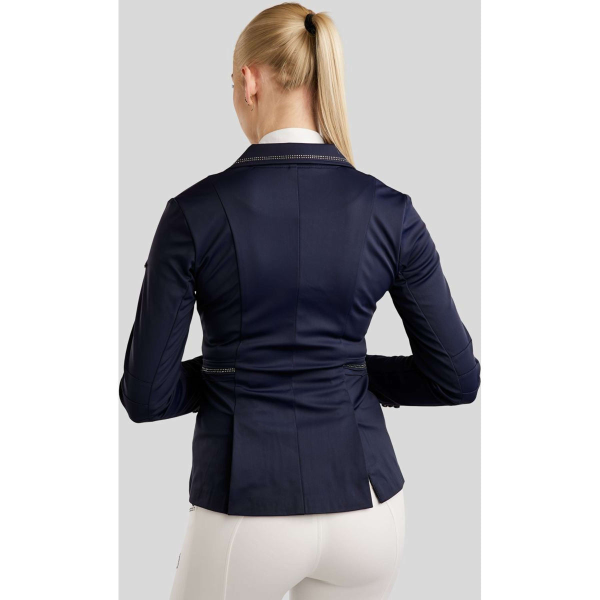 Montar Giacca da Competizione MoPearl Pintucks Gun Metal Crystals Navy