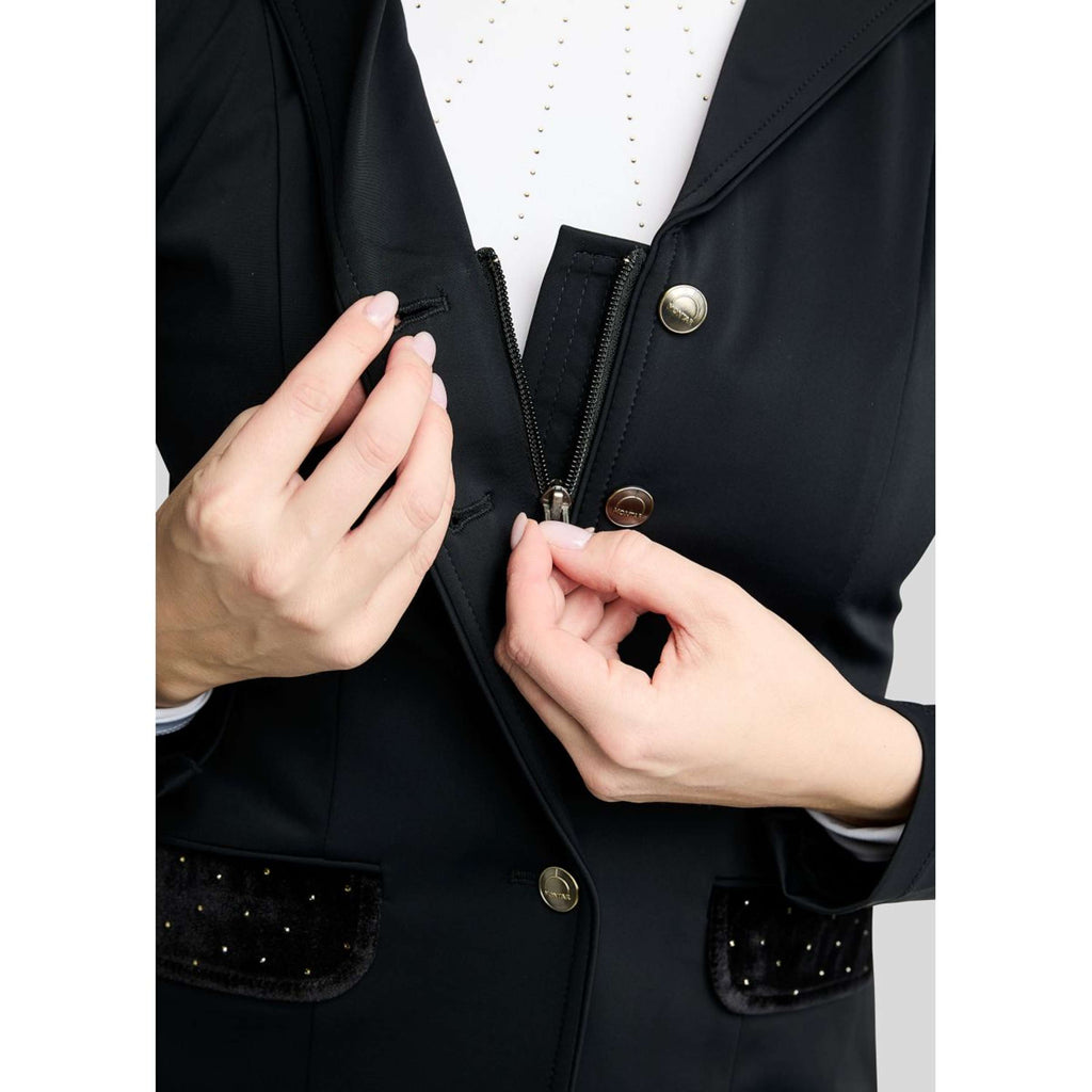 Montar Giacca da Competizione MoValerie Velvet Details Golden Quartz Crystals Nero