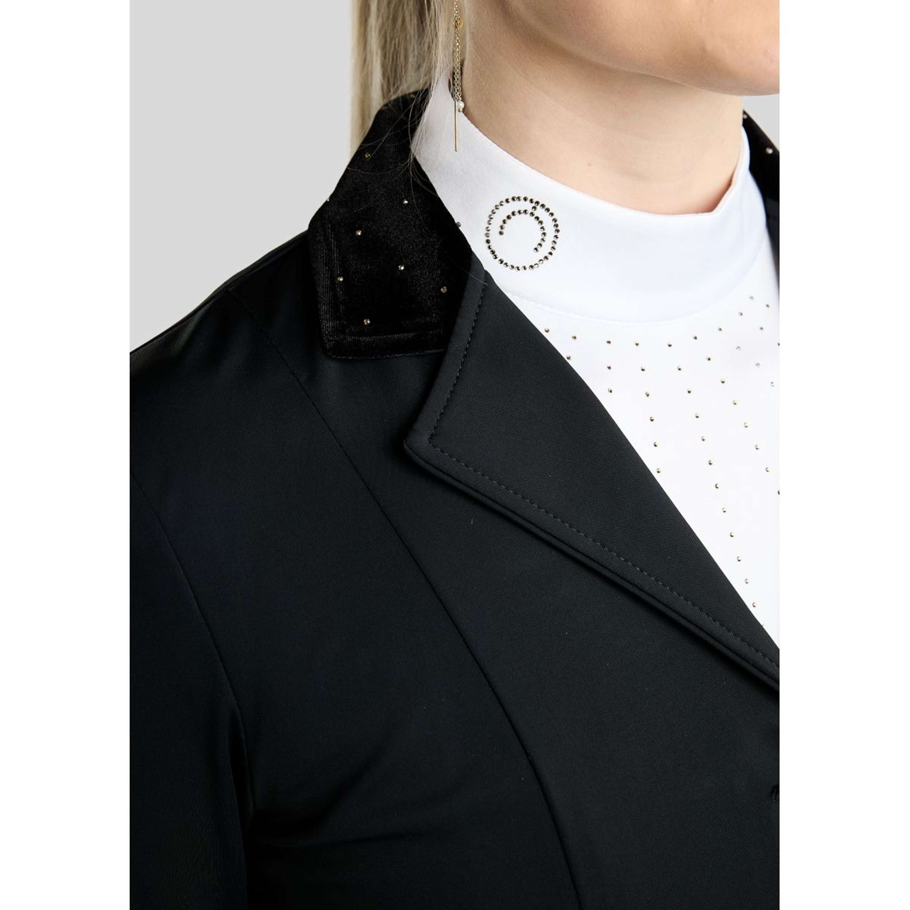 Montar Giacca da Competizione MoValerie Velvet Details Golden Quartz Crystals Nero