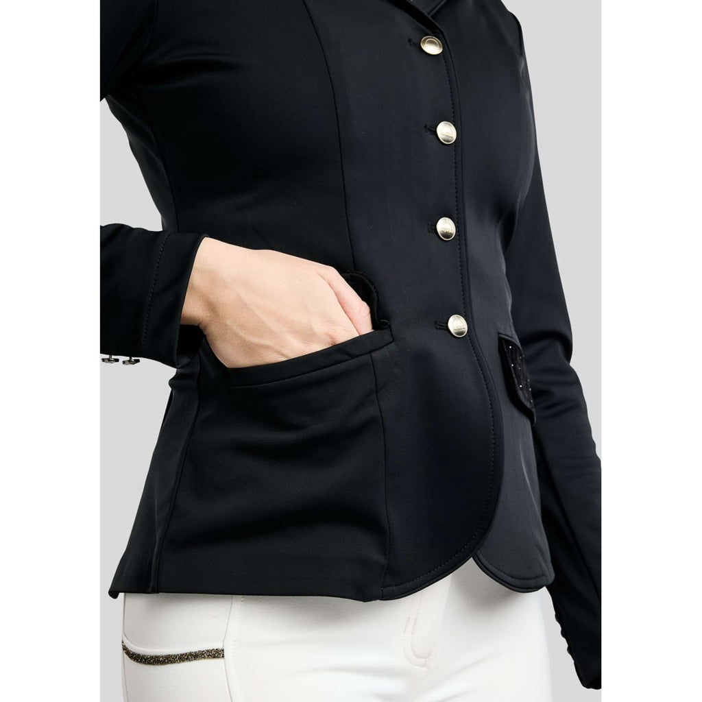 Montar Giacca da Competizione MoValerie Velvet Details Golden Quartz Crystals Nero