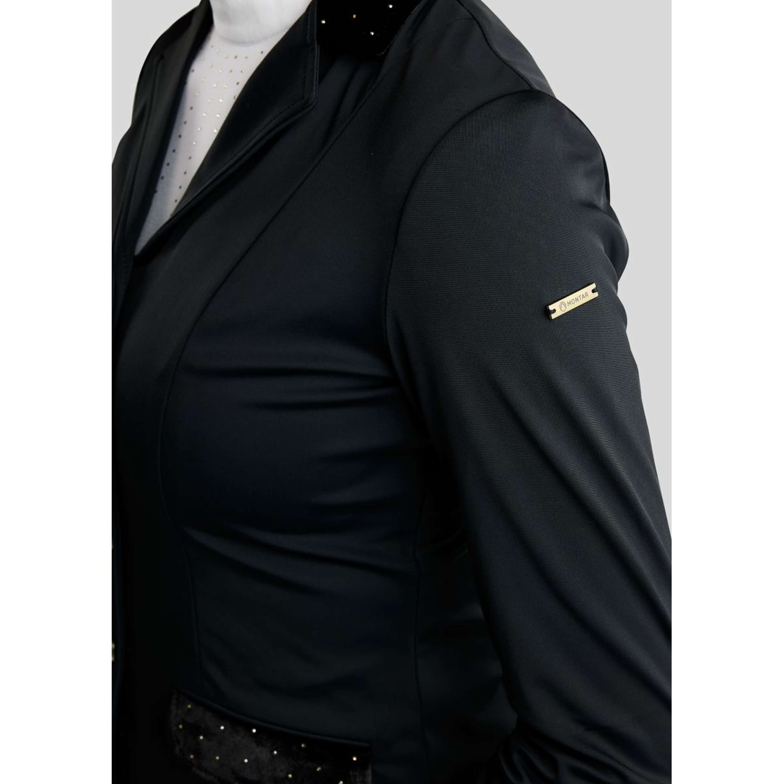 Montar Giacca da Competizione MoValerie Velvet Details Golden Quartz Crystals Nero