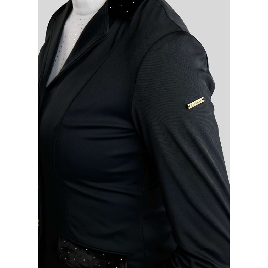Montar Giacca da Competizione MoValerie Velvet Details Golden Quartz Crystals Nero