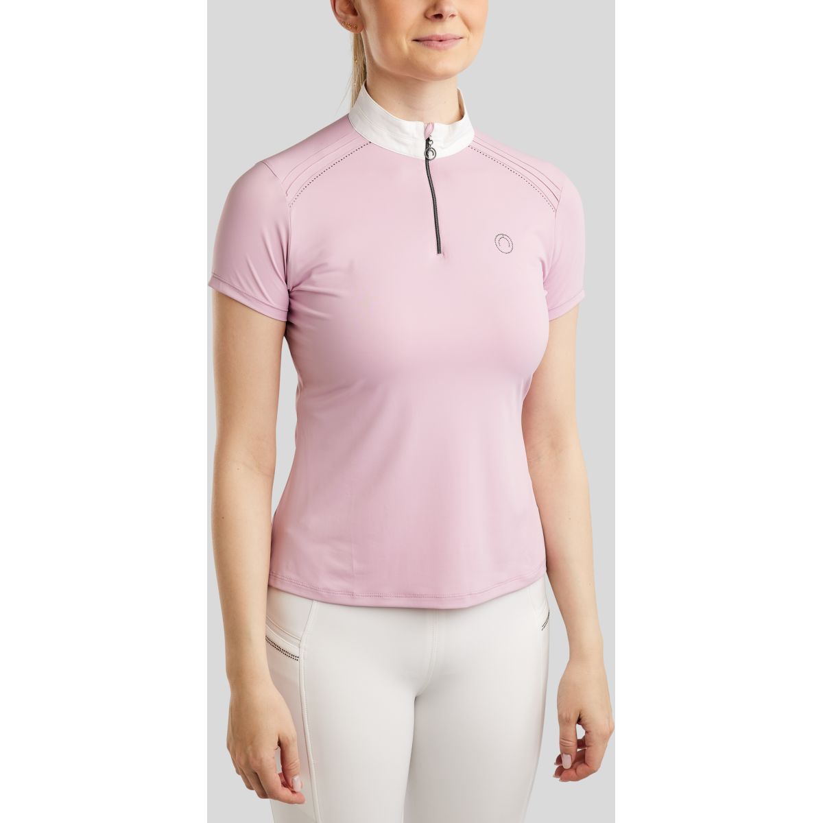 Montar Maglietta da Competizione MoPearl Pintucks Gun Metal Crystals Candy Pink