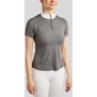 Montar Maglietta da Competizione MoPearl Pintucks Gun Metal Crystals Grigio