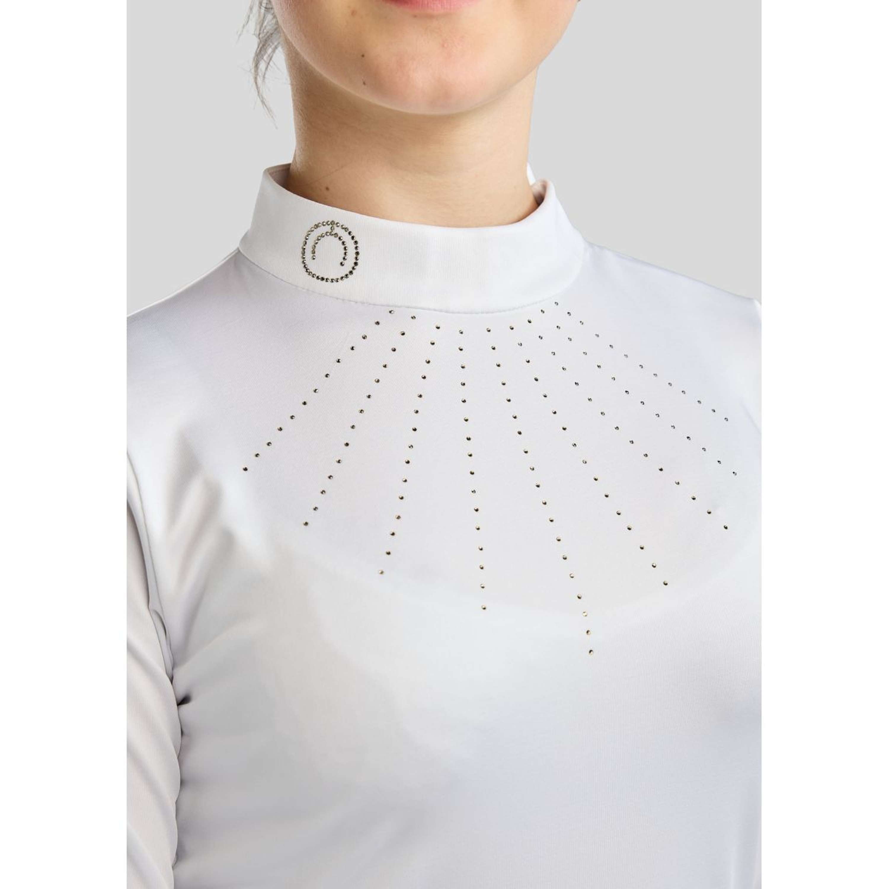 Montar Maglietta da Competizione MoEverline Golden Quartz Crystals Kids Maniche Lunghe Bianco