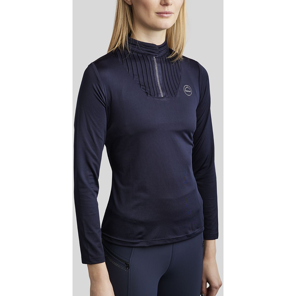 Montar Shirt MoRosie Pintucks Crystals Maniche Lunghe Dark Navy