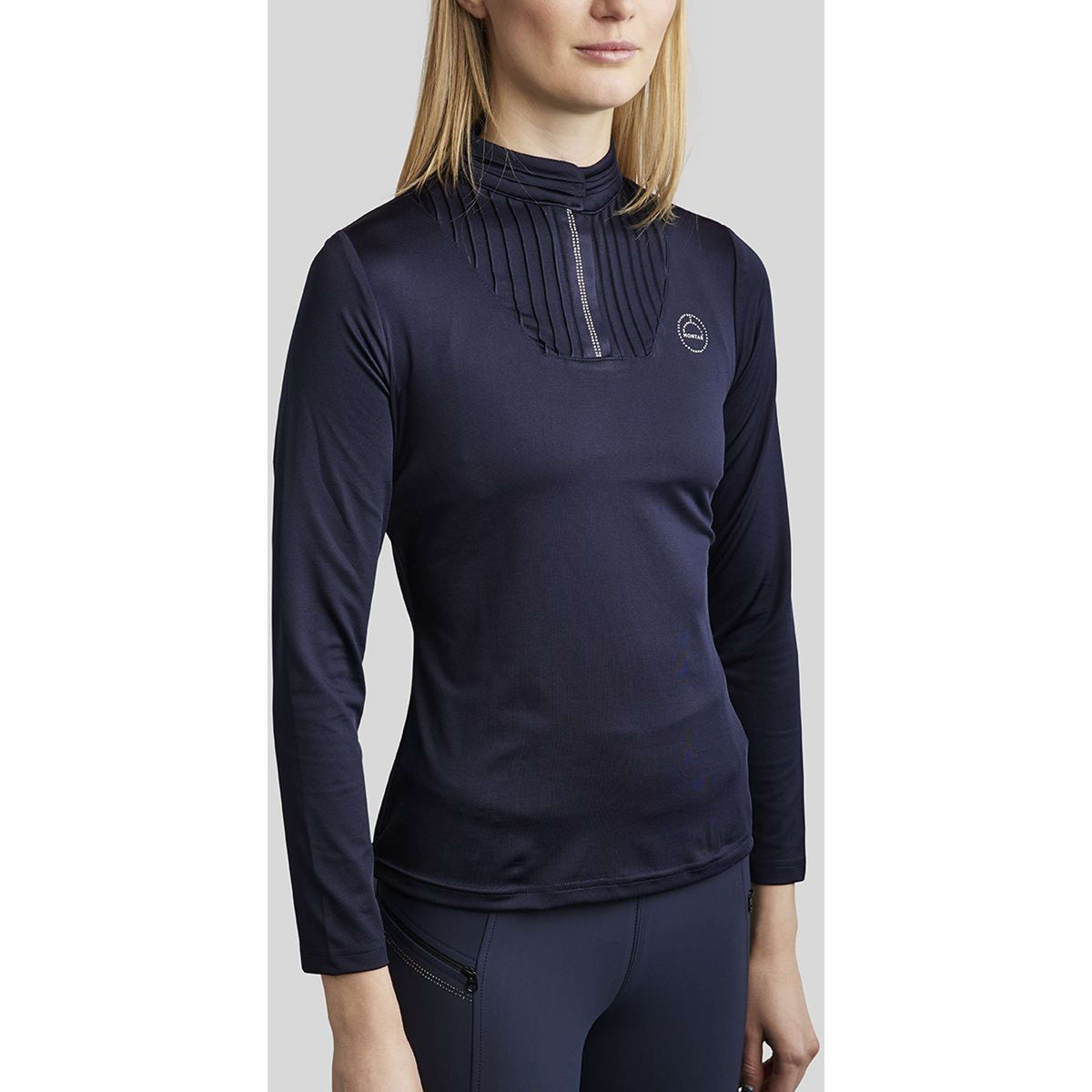 Montar Shirt MoRosie Pintucks Crystals Maniche Lunghe Dark Navy