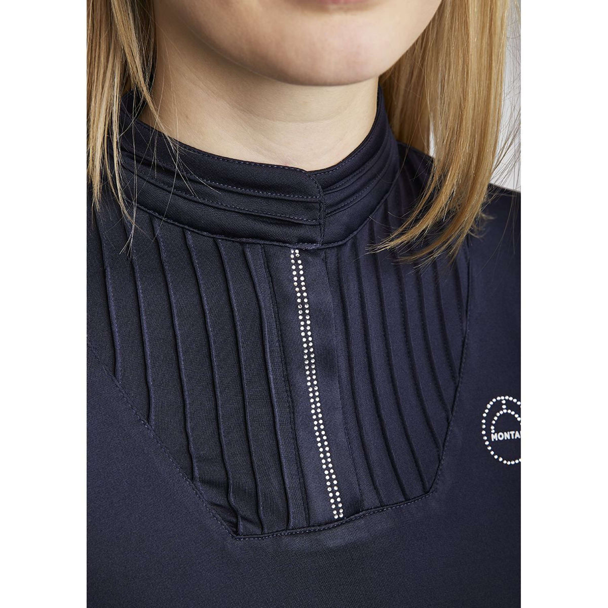 Montar Shirt MoRosie Pintucks Crystals Maniche Lunghe Dark Navy