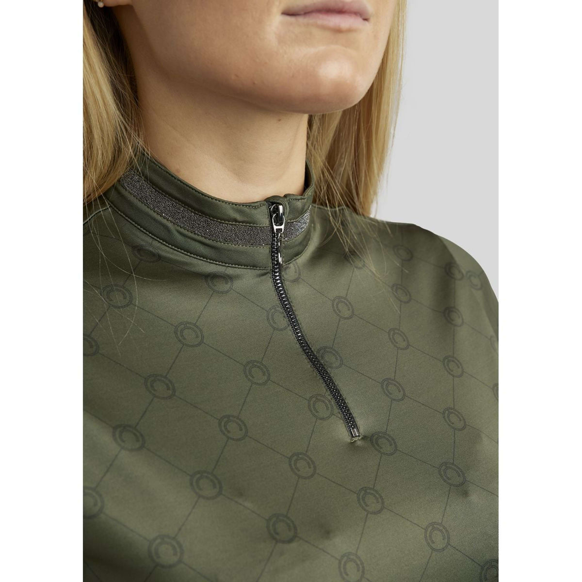 Montar Shirt MoAvina Monogram Caviar Crystal Deco Maniche Lunghe Pine Green
