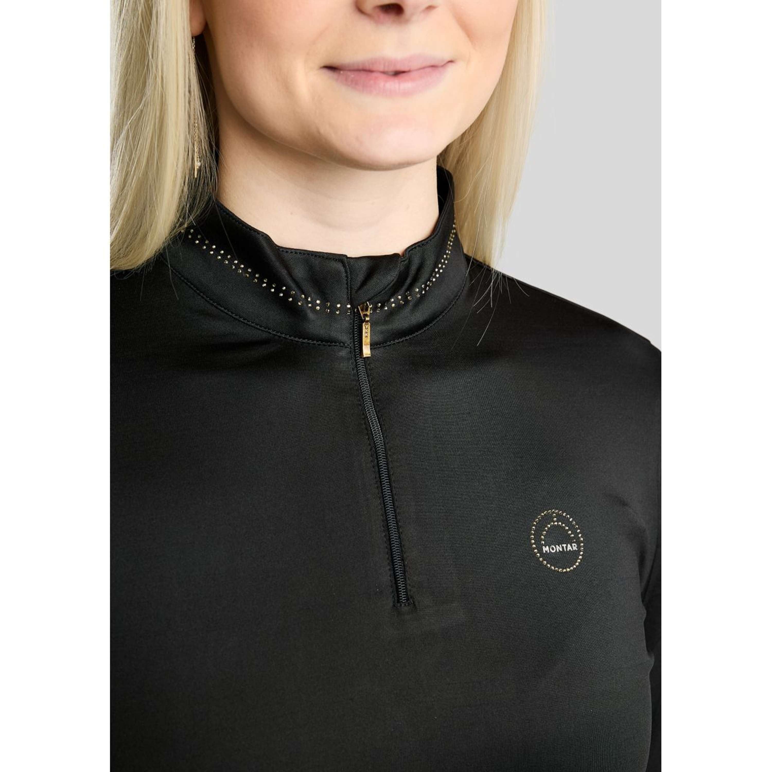 Montar Maglia MoEverline Golden Quartz Crystals Maniche Lunghe Nero