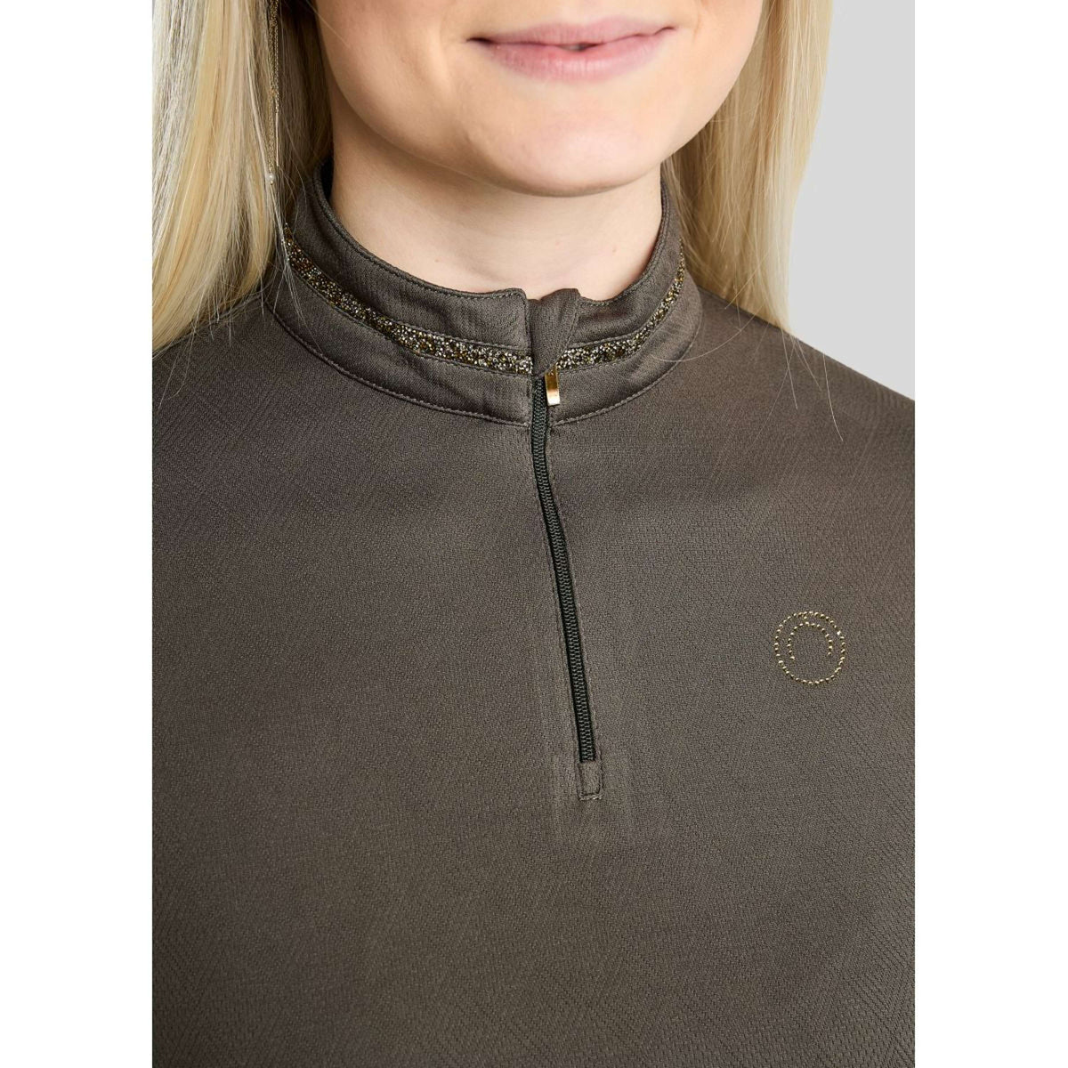 Montar Maglia MoEkta Jacquard Pattern Golden Quartz Maniche Lunghe Forest Green