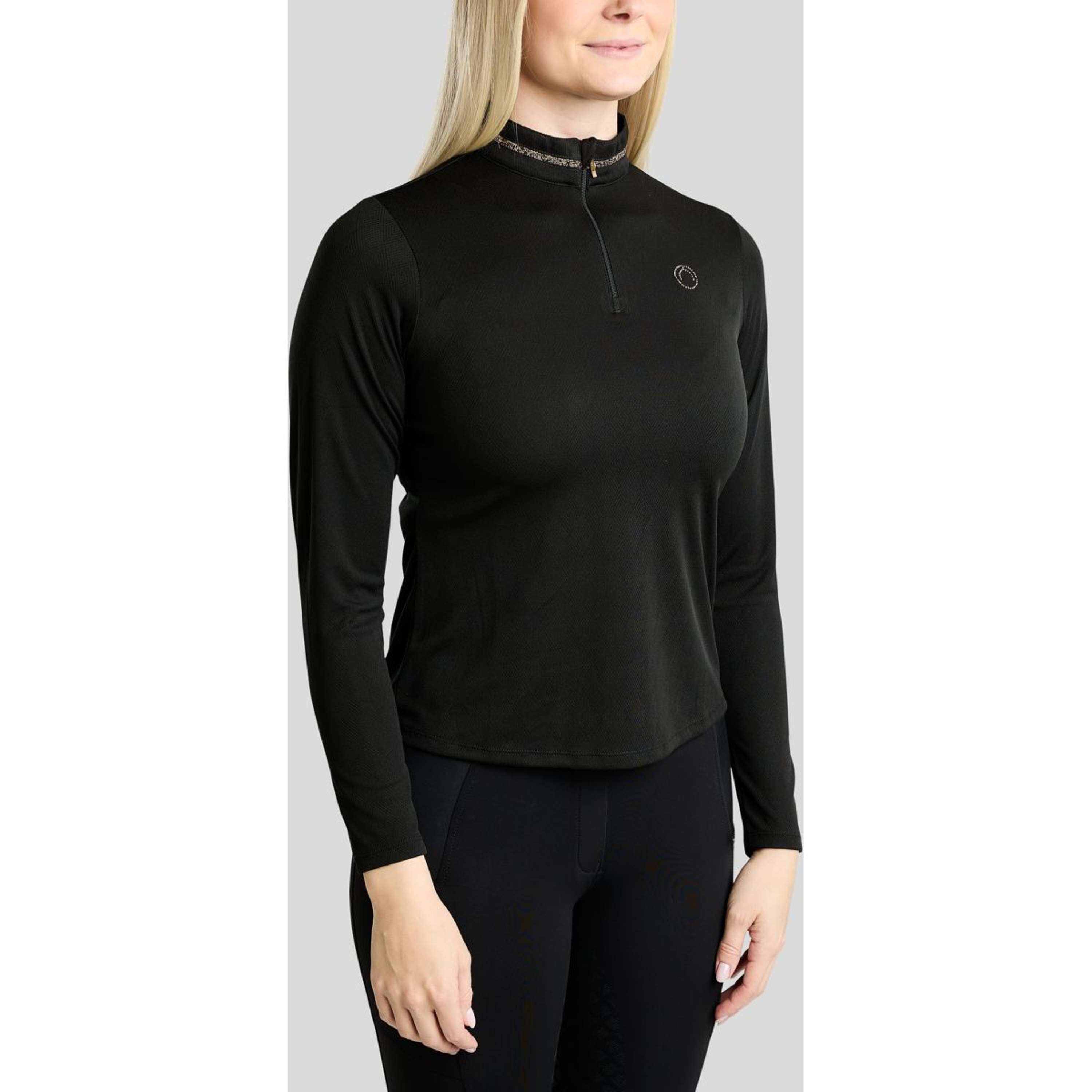 Montar Maglia MoEkta Jacquard Pattern Golden Quartz Maniche Lunghe Nero