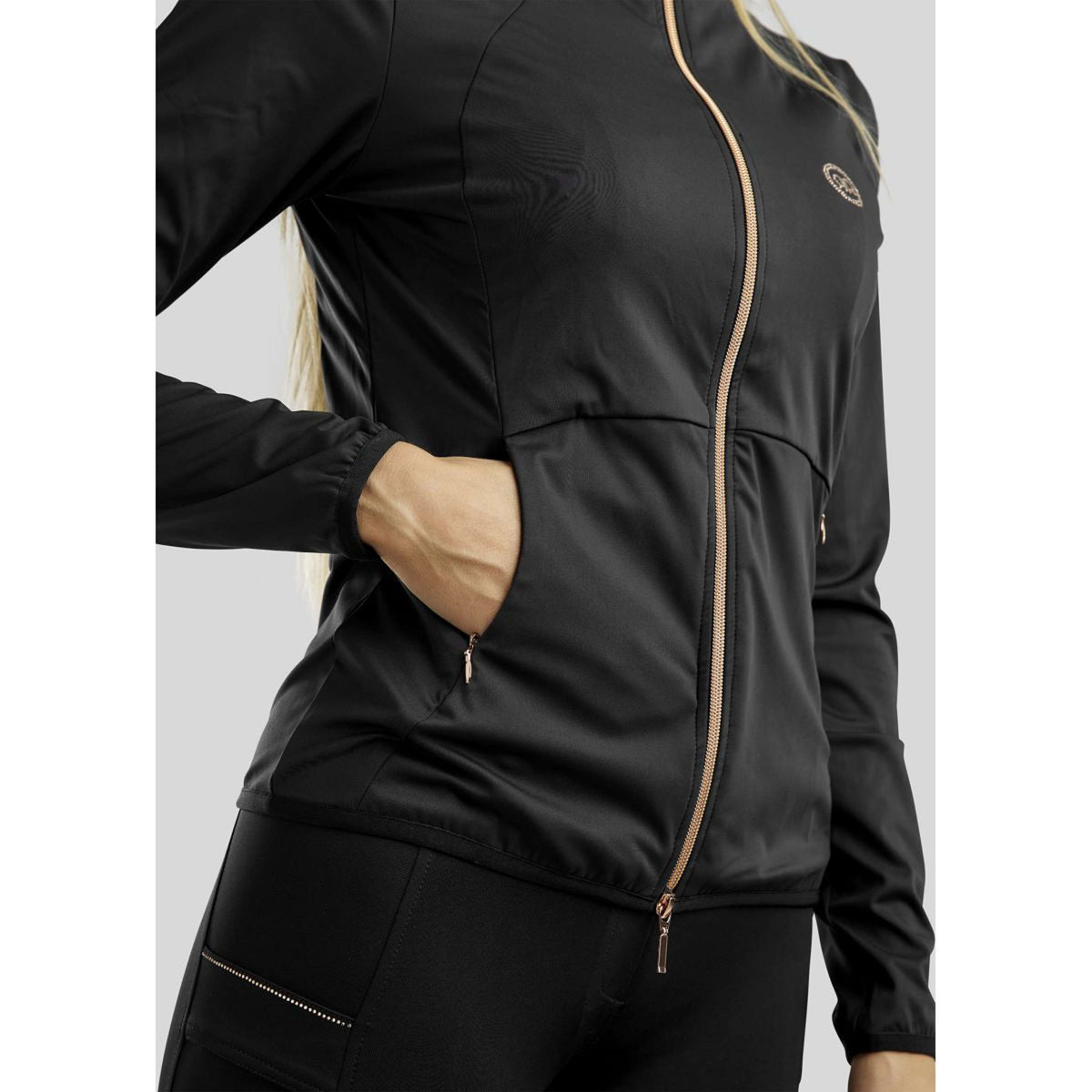 Rebel Jack Softshell Rosegold Crystals Nero