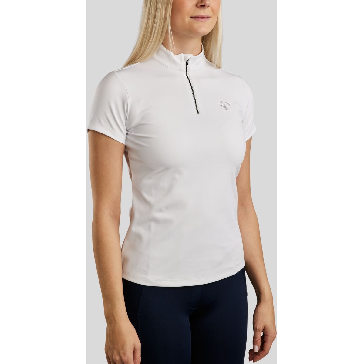 Rebel T-Shirt Tone in Tone Crystals Bianco