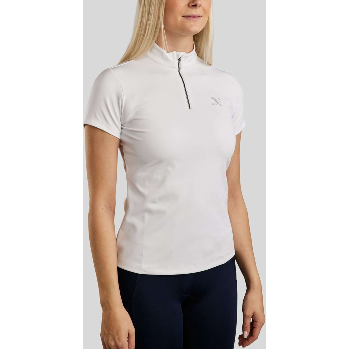 Rebel T-Shirt Tone in Tone Crystals Bianco