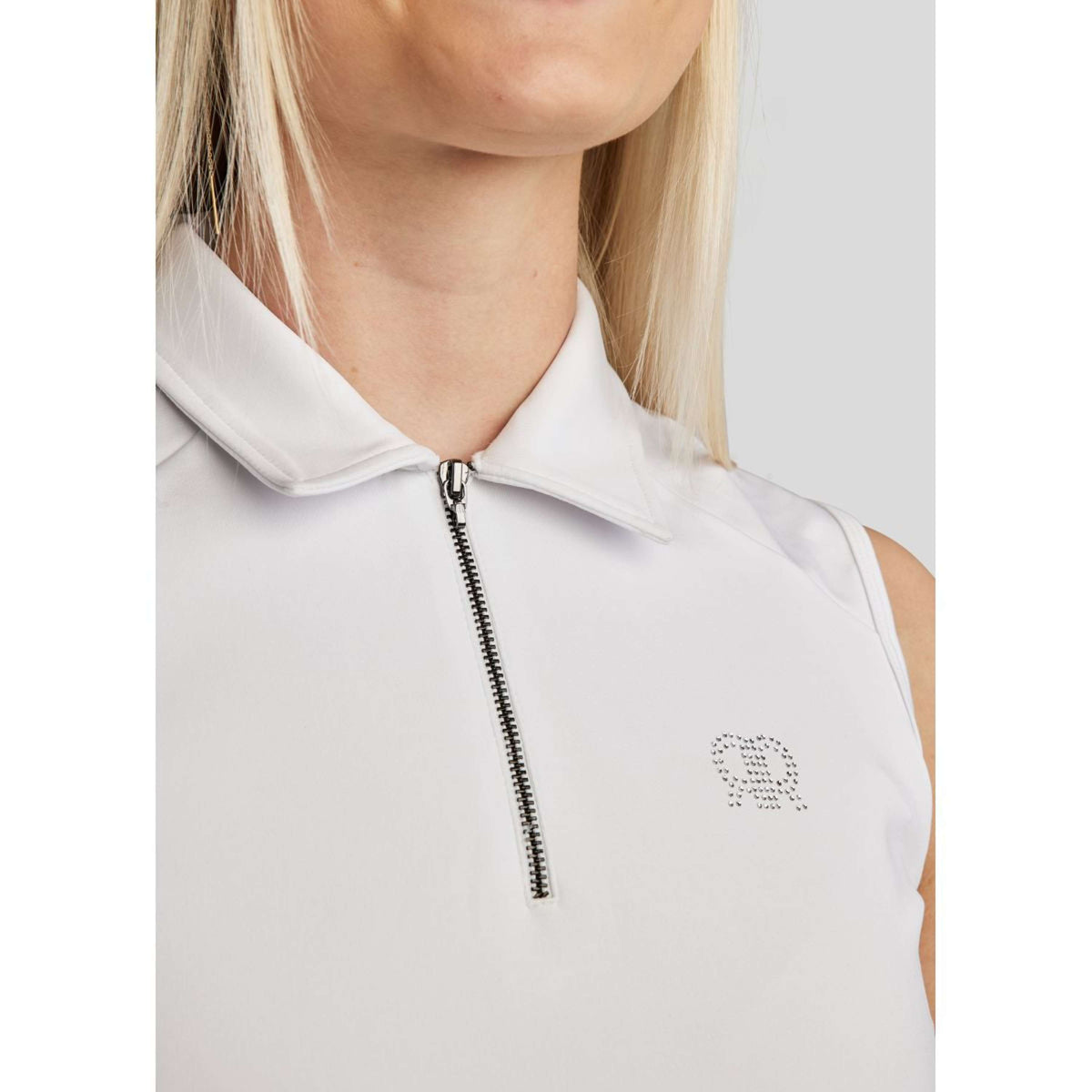 Rebel Camicia senza maniche Tone in Tone Crystals Bianco