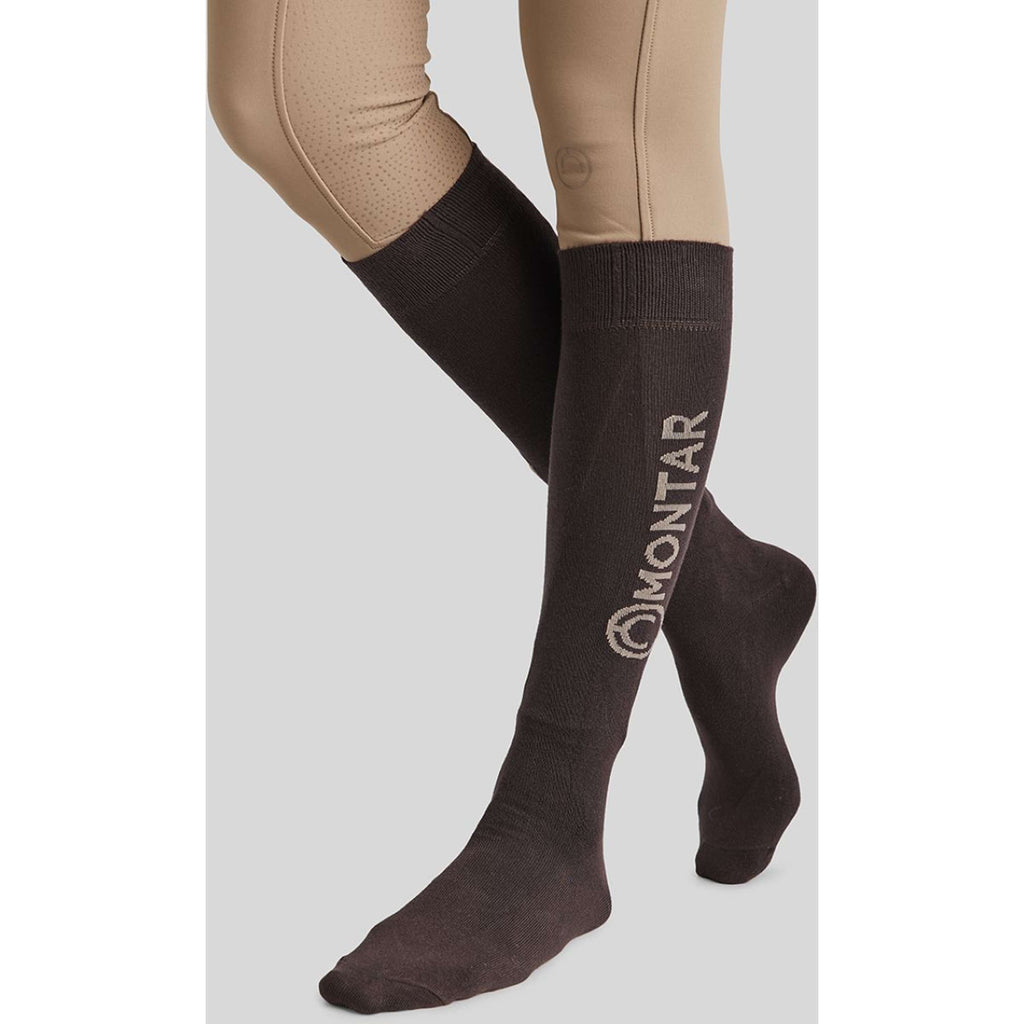 Montar Calze da Equitazione Logo Marrone