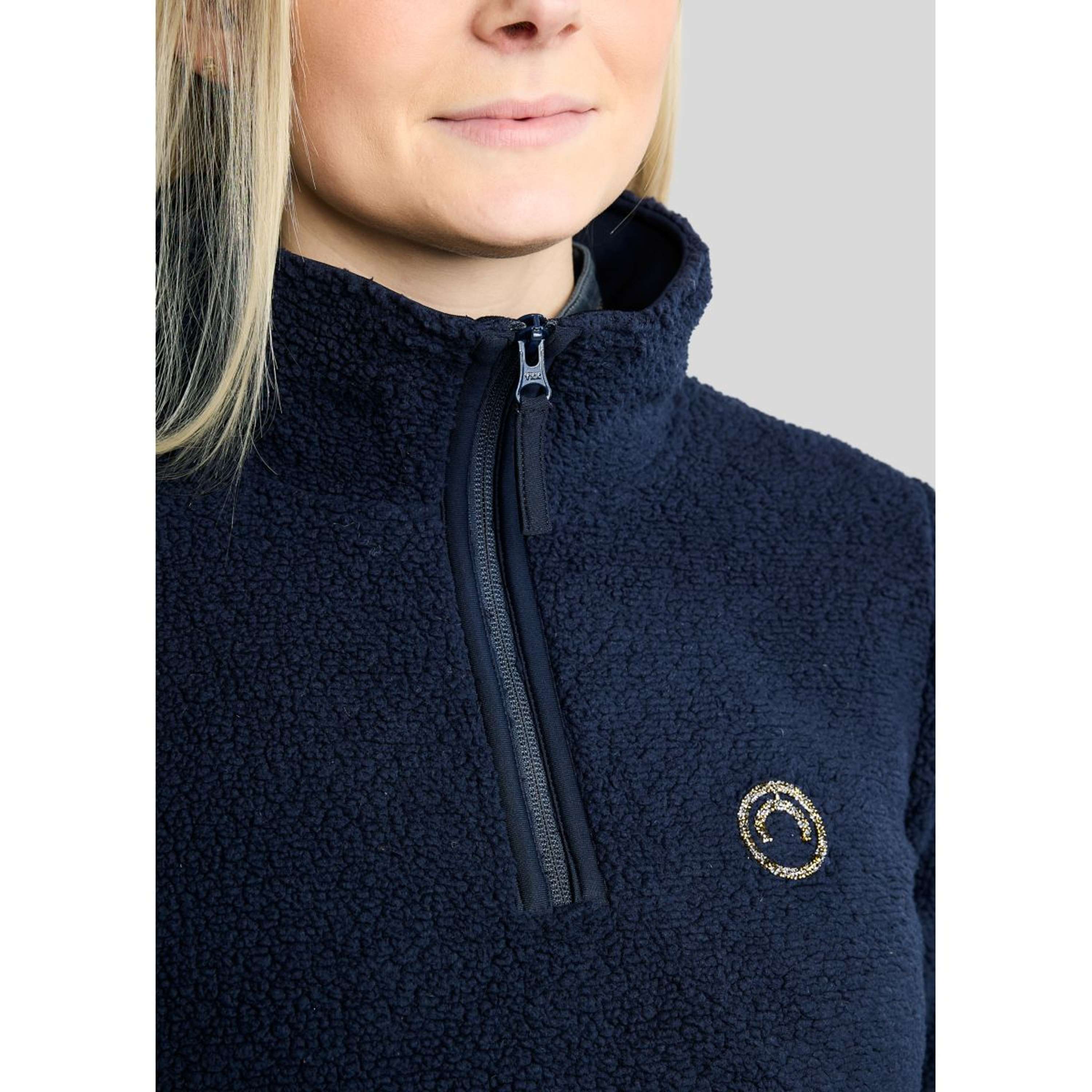 Montar Maglione MoEbba Q-Zip Teddy Pile Golden Quartz Navy
