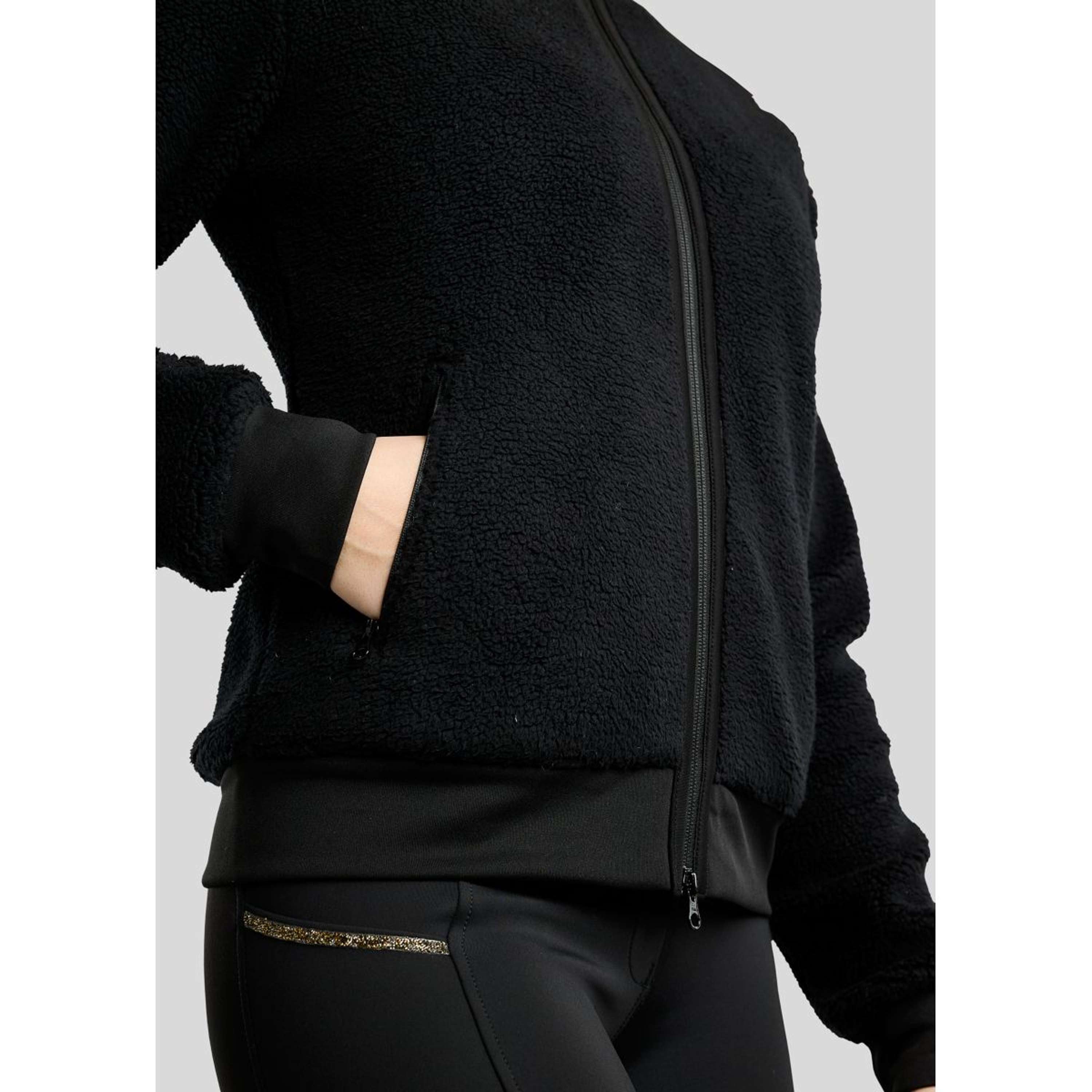 Montar Felpa con cappuccio e zip MoEbba Teddy Pile Golden Quartz Nero