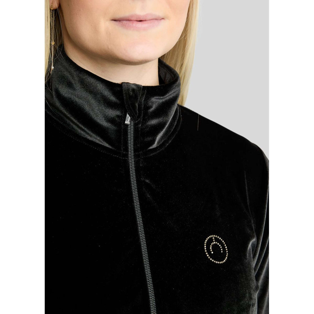 Montar Felpa con cappuccio e zip MoValerie Velvet Golden Quartz Crystals Nero